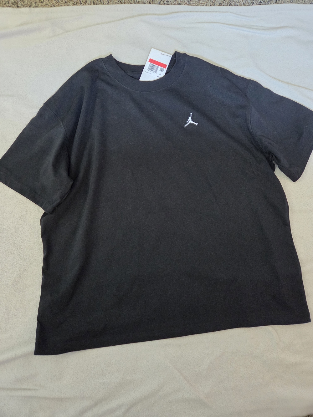 Jordan Black Short Sleeve Crew T-Shirt with White Jumpman - Picture 2 of 6